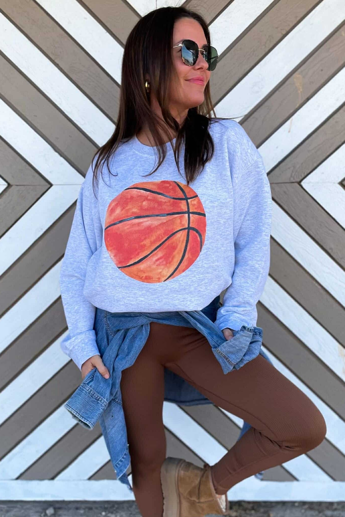 [Watercolor Basketball] Crew Sweatshirt