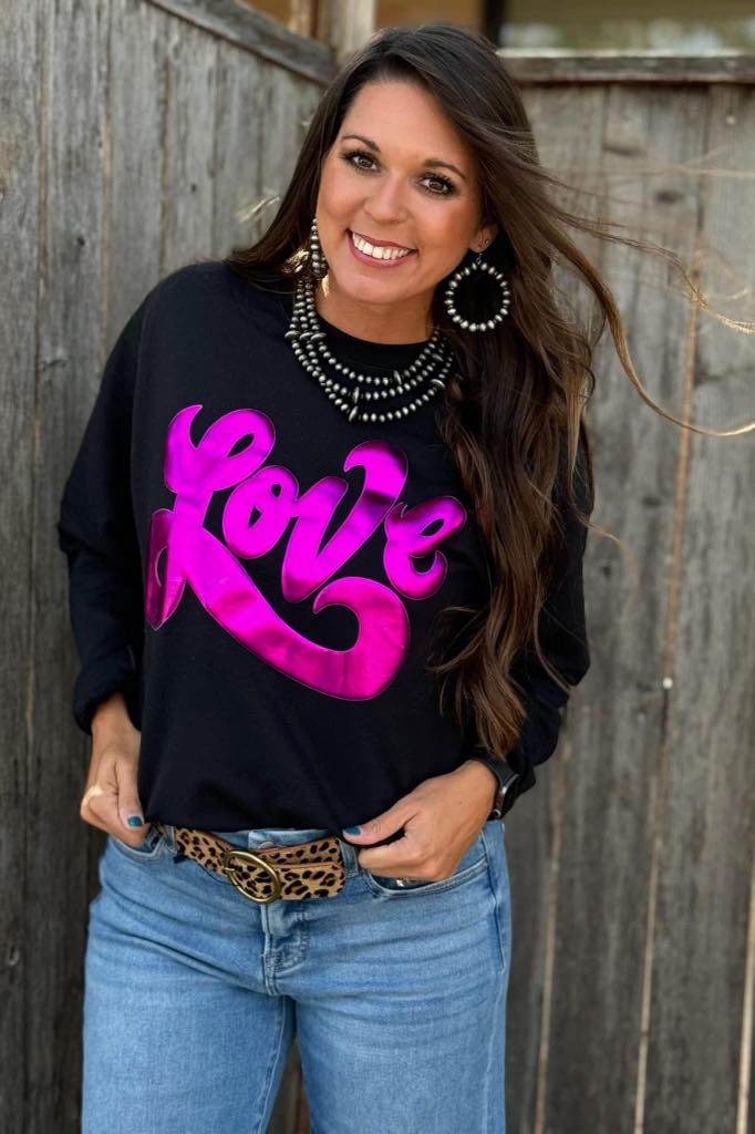 [LOVE] Metallic Puff Sweatshirt