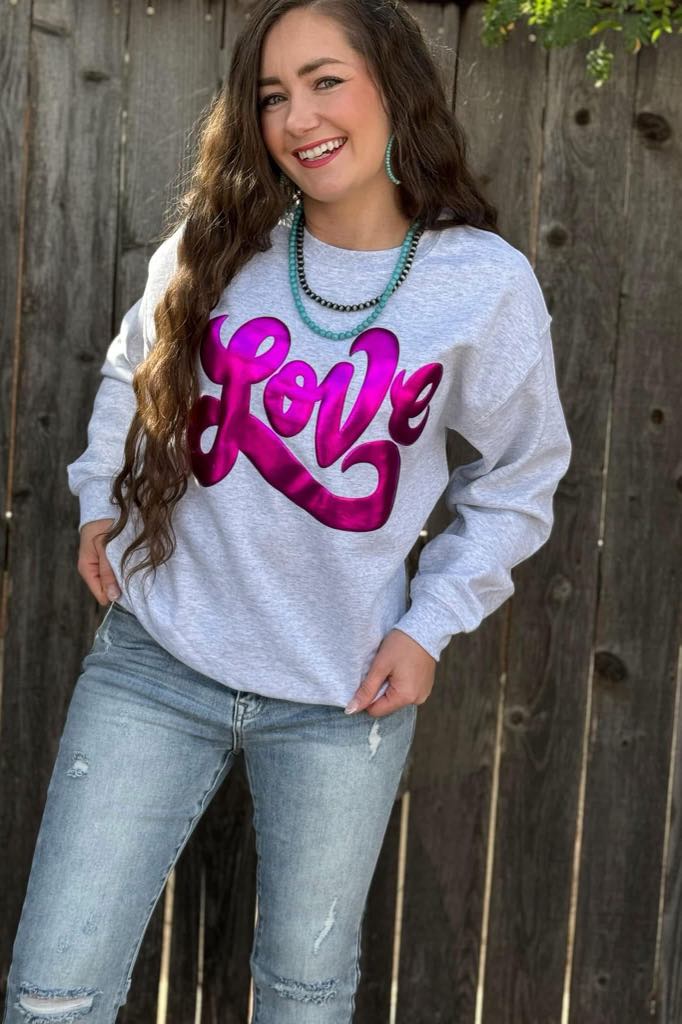 [LOVE] Metallic Puff Sweatshirt