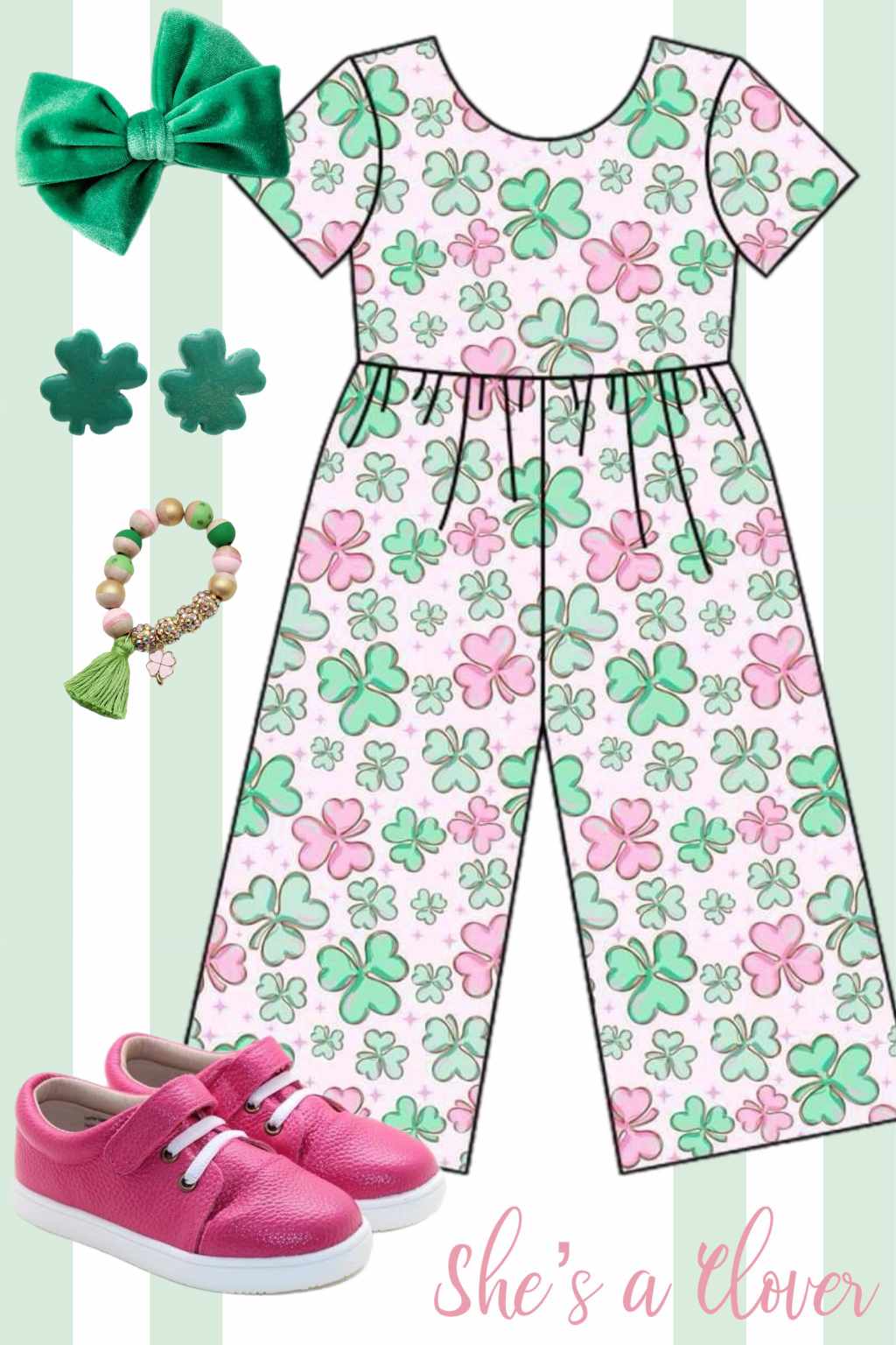 [She's a Clover] Tea Length Romper