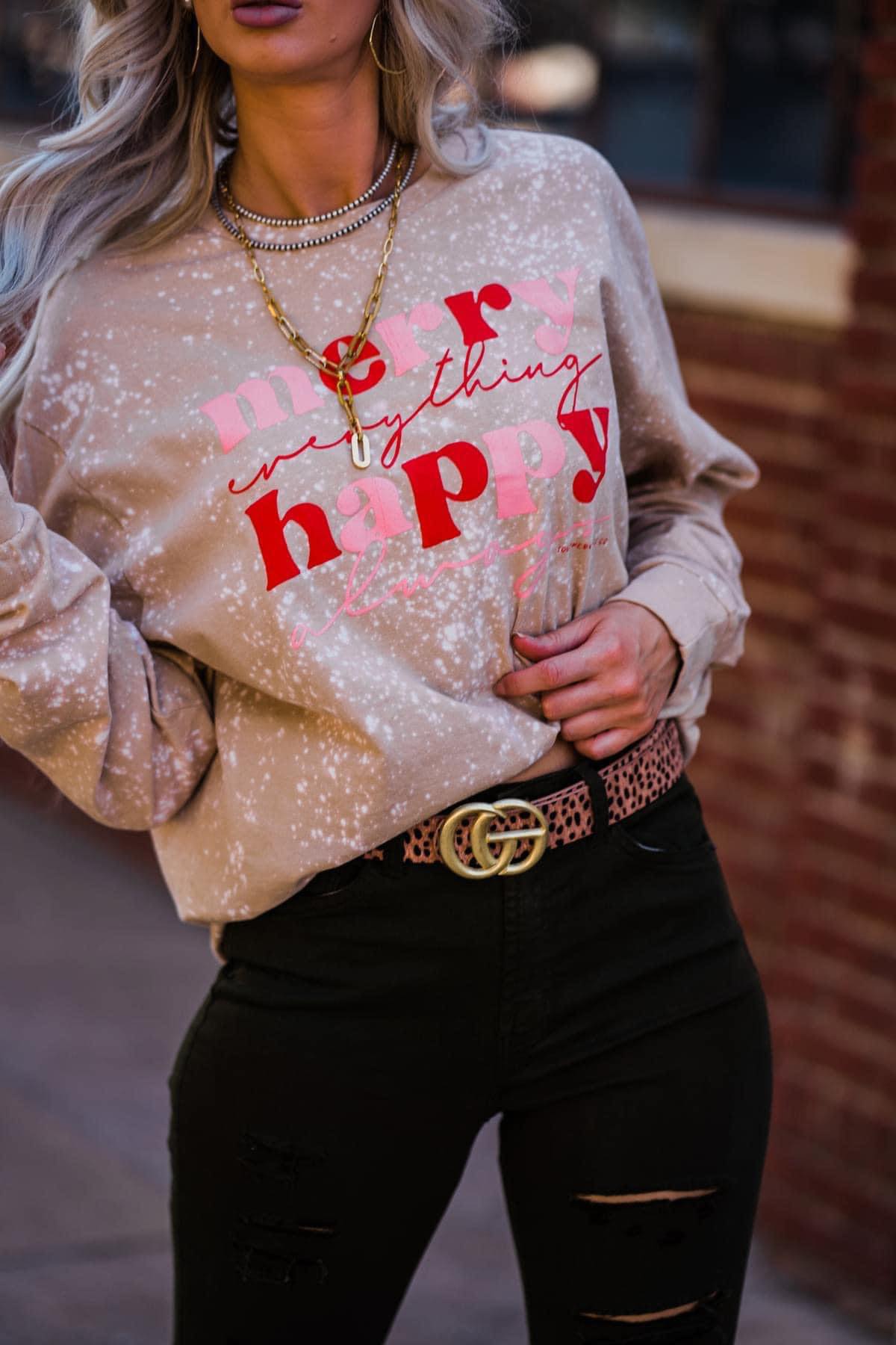 [Merry Everything] Hand Bleached Long Sleeve Tee Shirt