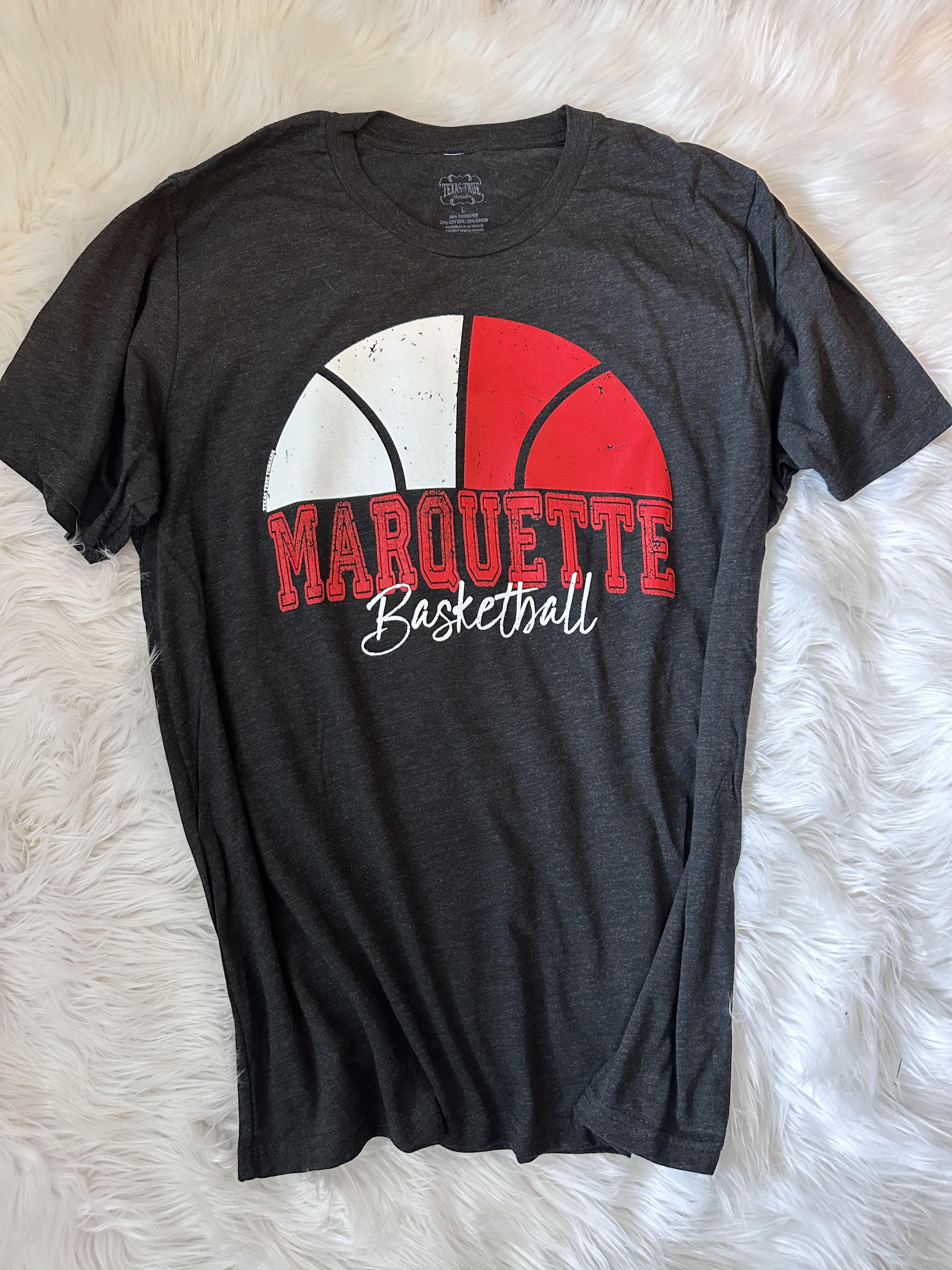 [Marquette 2 Color Half Basketballl] Tee Shirt