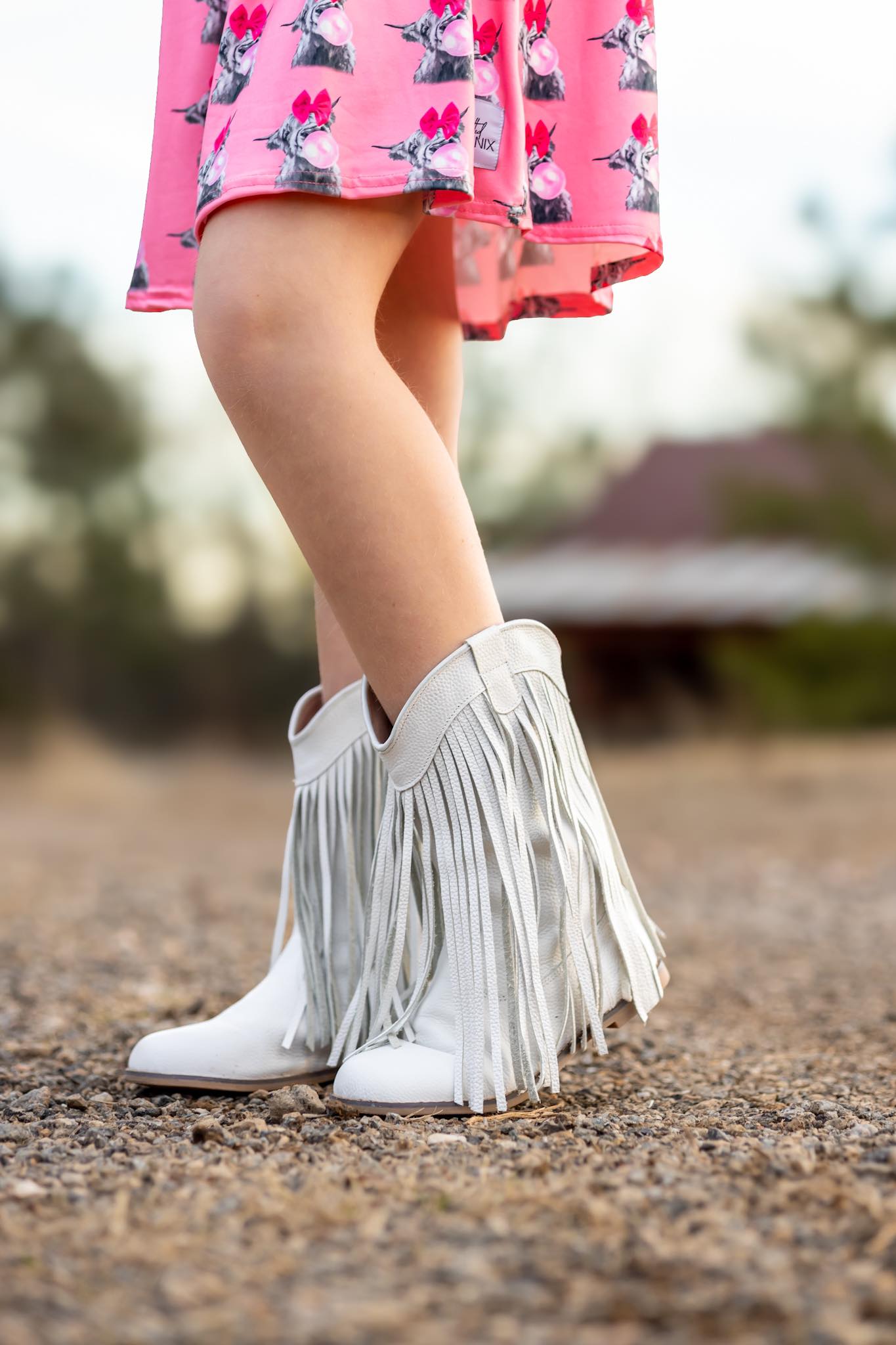 [White] Fringe Cowboy Boots