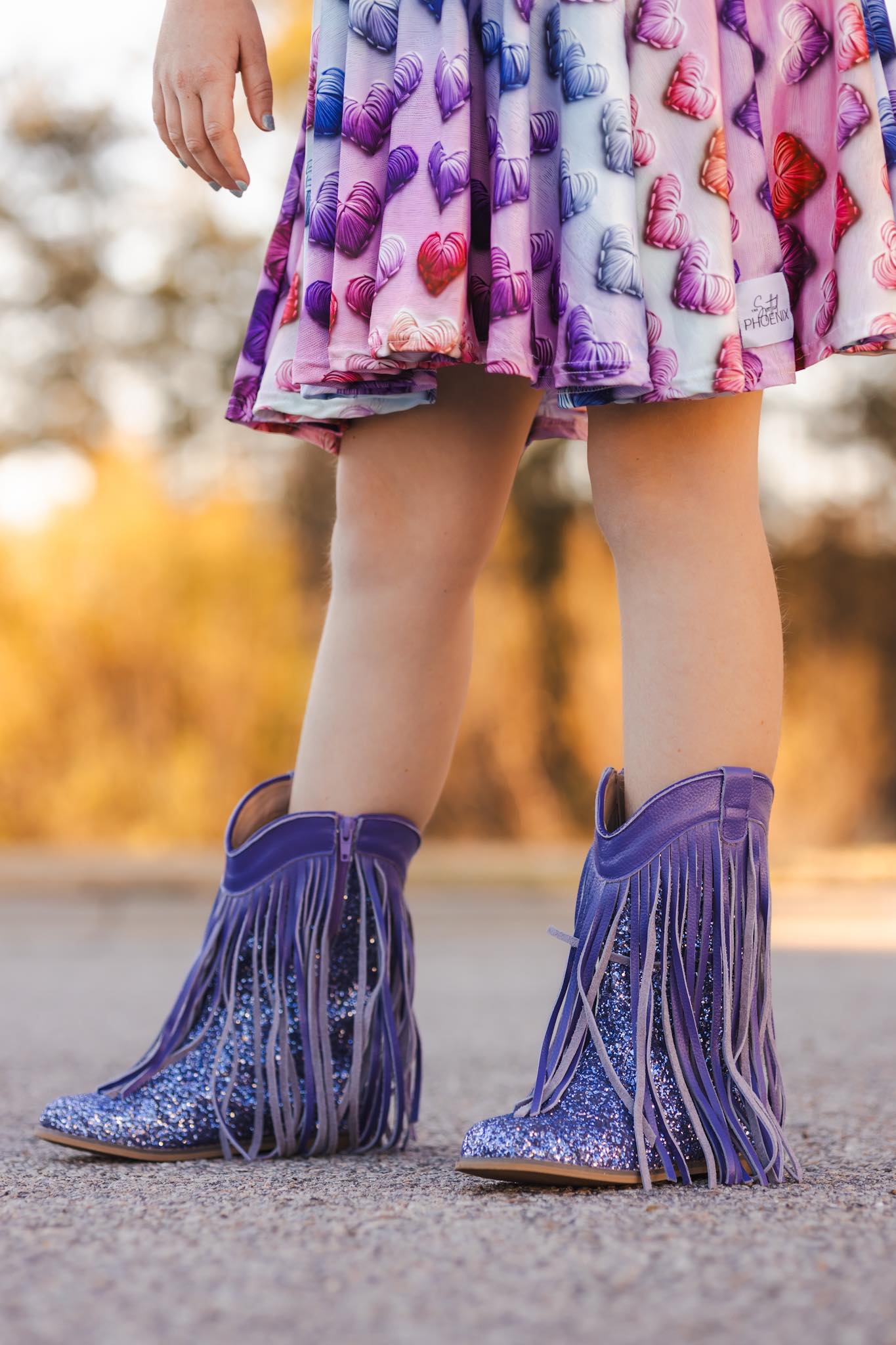 [Purple Glitter] Fringe Cowboy Boots