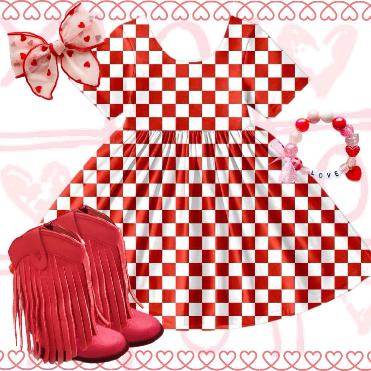 PRE-SALE [Red Checkered] Twirl Dress