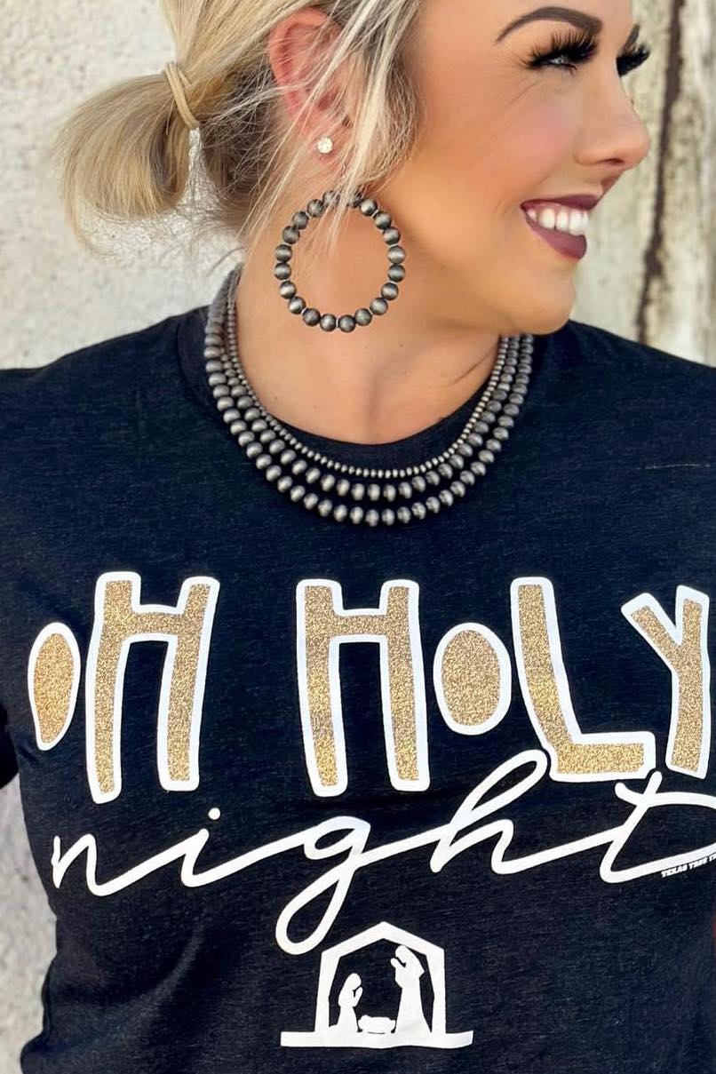 [Oh Holy Night] Long Sleeve Tee Shirt w/ Glitter