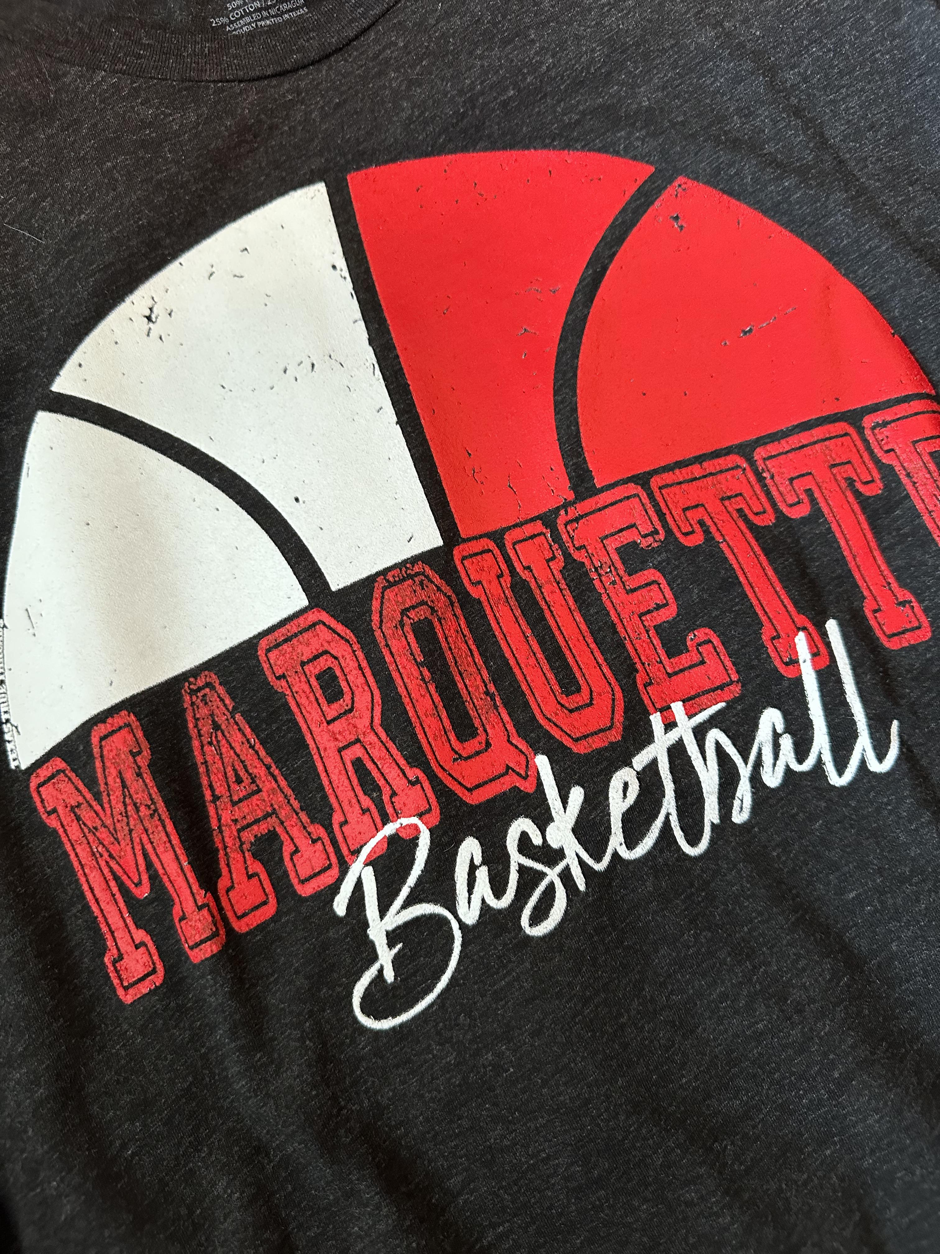 [Marquette 2 Color Half Basketballl] Tee Shirt