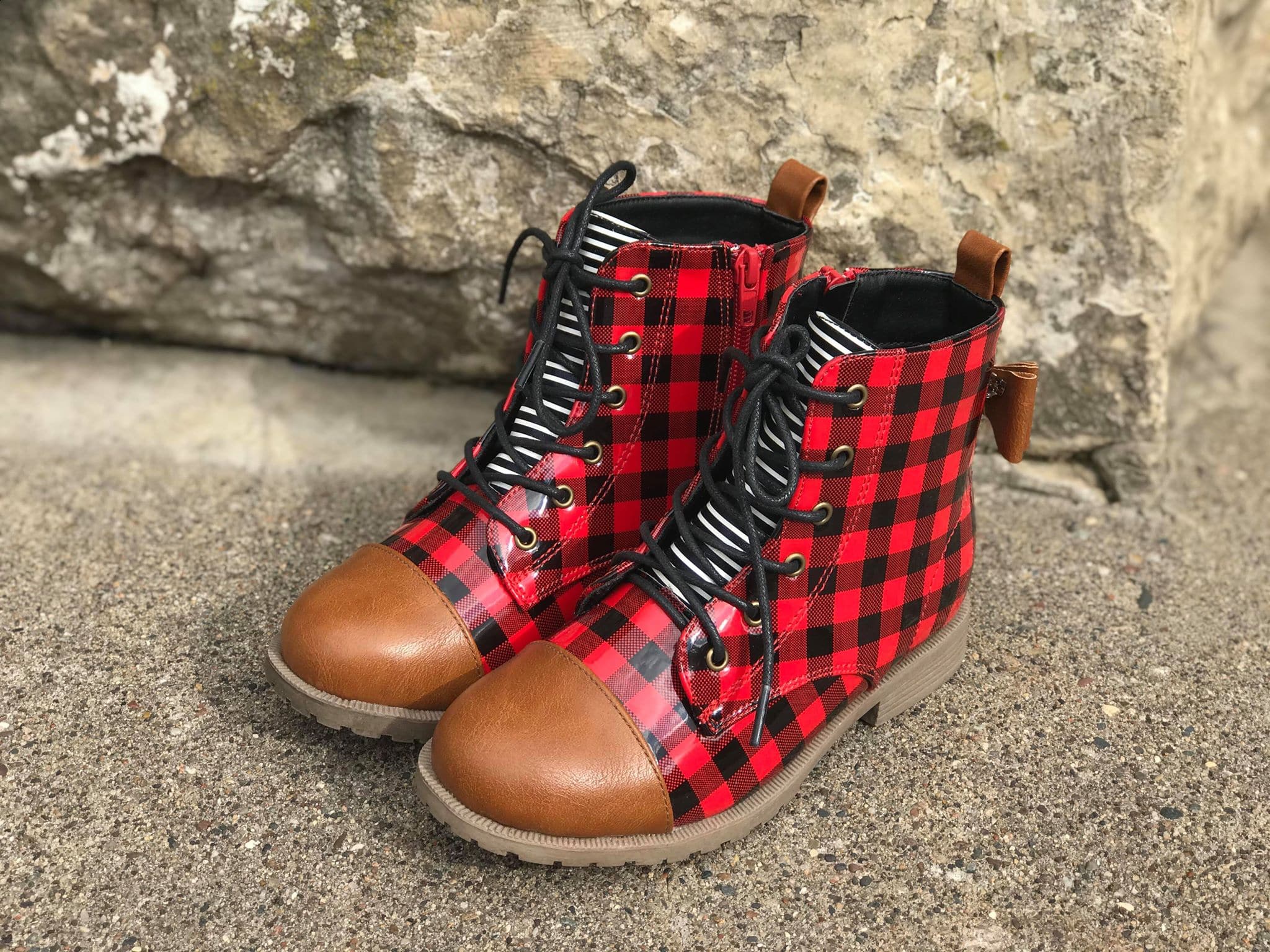 Baby [Red Buffalo Plaid] FLAWED Bow Shoes – The Spotted Phoenix, LLC