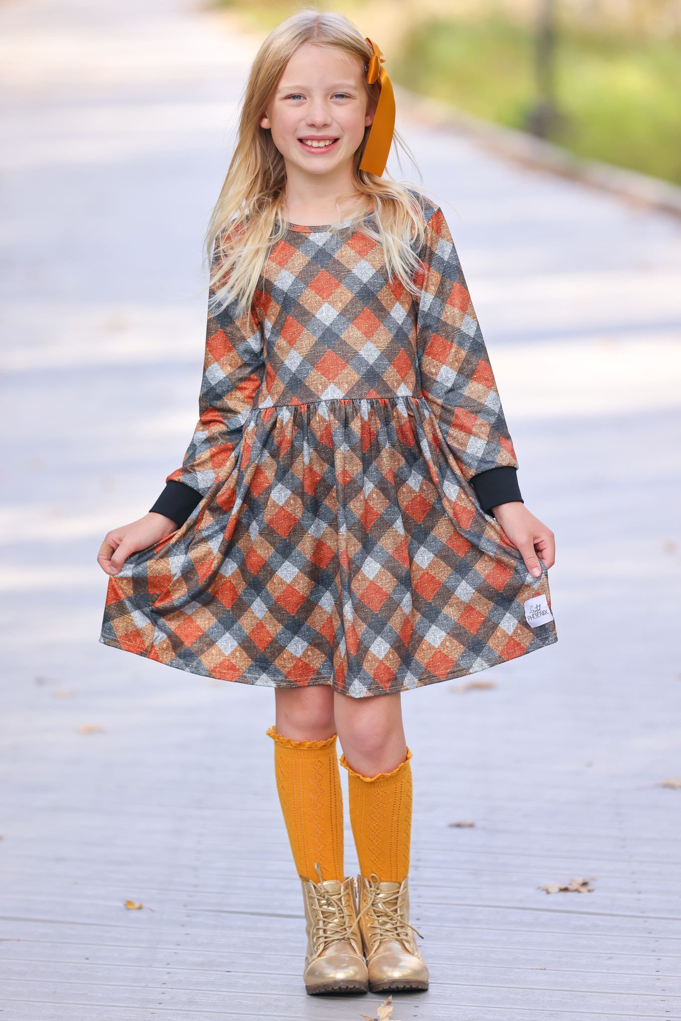 [Harvest Plaid] Dress w/ Faux Texture