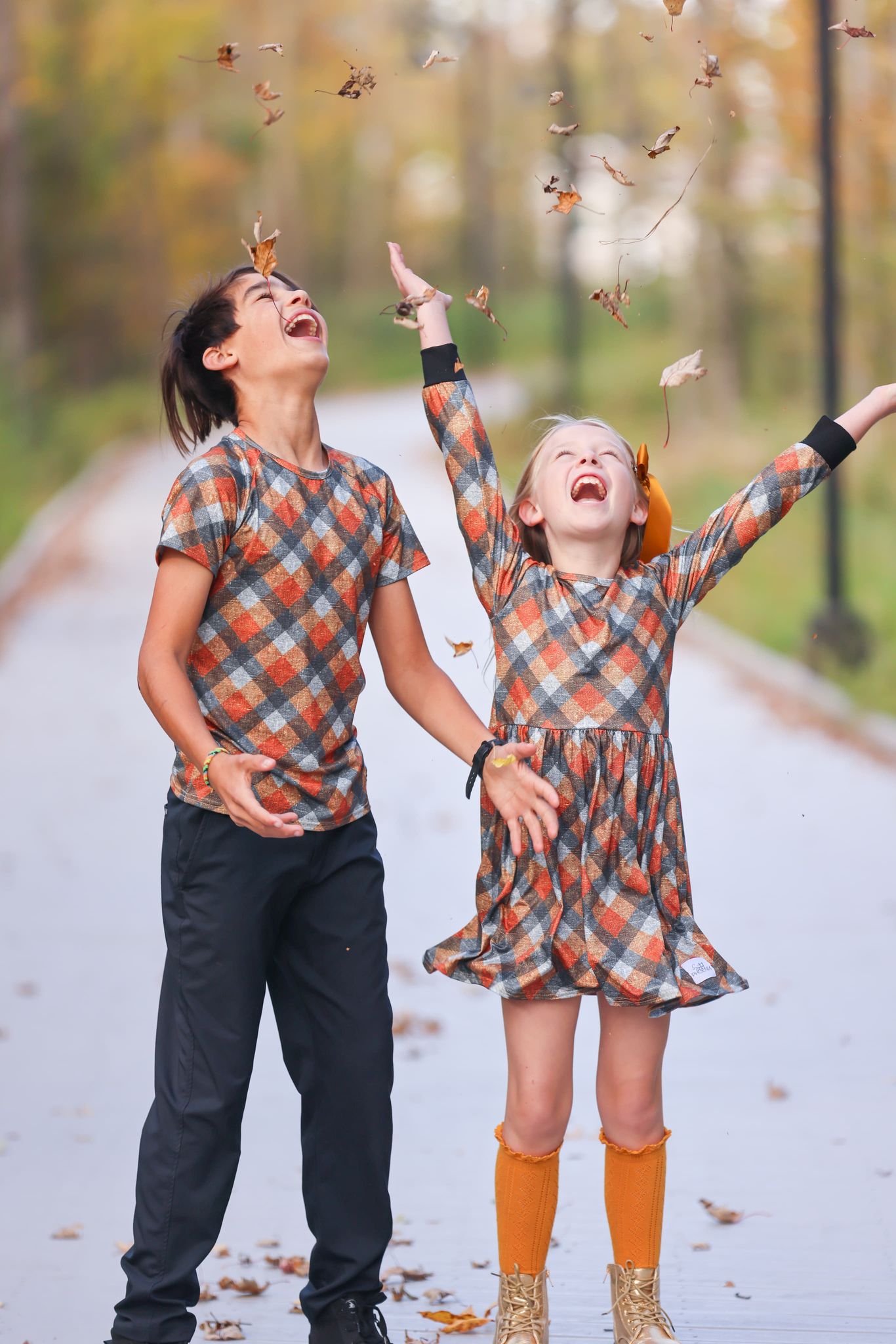 [Harvest Plaid] Dress w/ Faux Texture