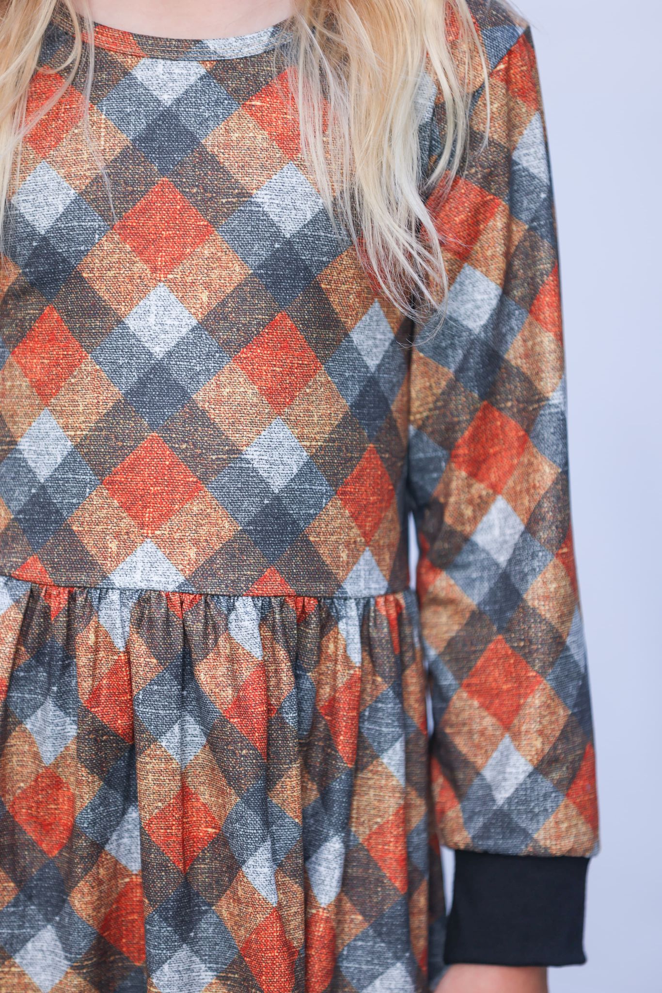 [Harvest Plaid] Dress w/ Faux Texture