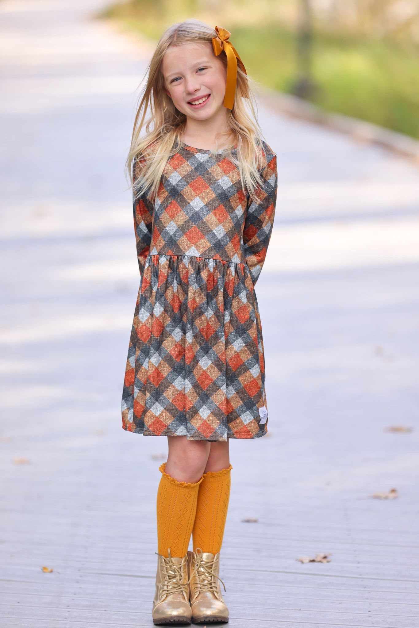 [Harvest Plaid] Dress w/ Faux Texture